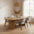 7-Piece Dining Table Set, Seats 6, 82.7" Superellipse Oak Table & 6 Open-Arc Back Grey Dining Chairs