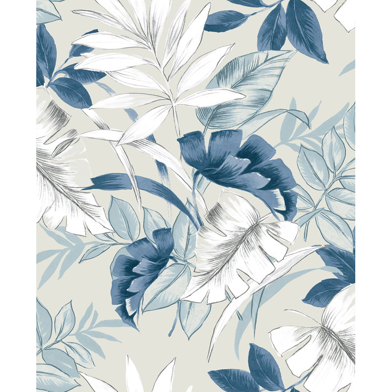 Papier peint adhésif floral Anaissa, Bleu
