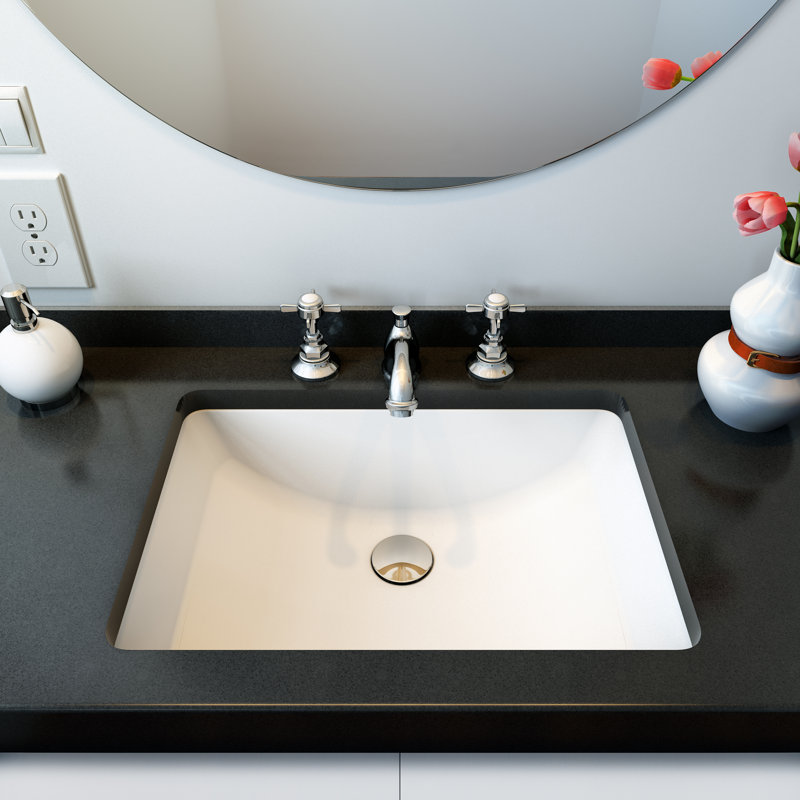 Symple Stuff Clemente 14.75'' White Ceramic Rectangular Bathroom Sink with Overflow