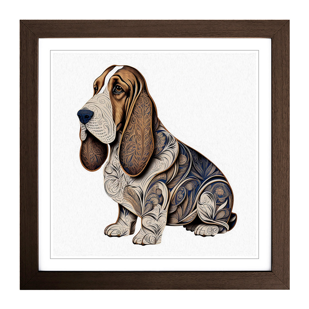 Basset Hound Ornamental Art - Framed Print
