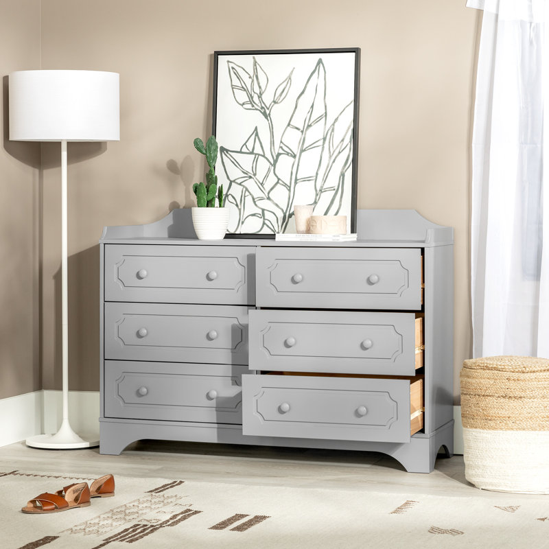 Commode double en bois massif l 6 po Yanuel, Gris