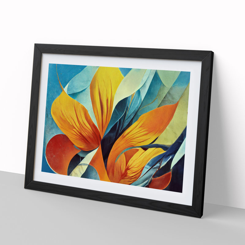 Flowers Abstract Vol.4 1 Piece Single Picture Frame Painting, 25cm H x 34cm W x 2cm D, Black