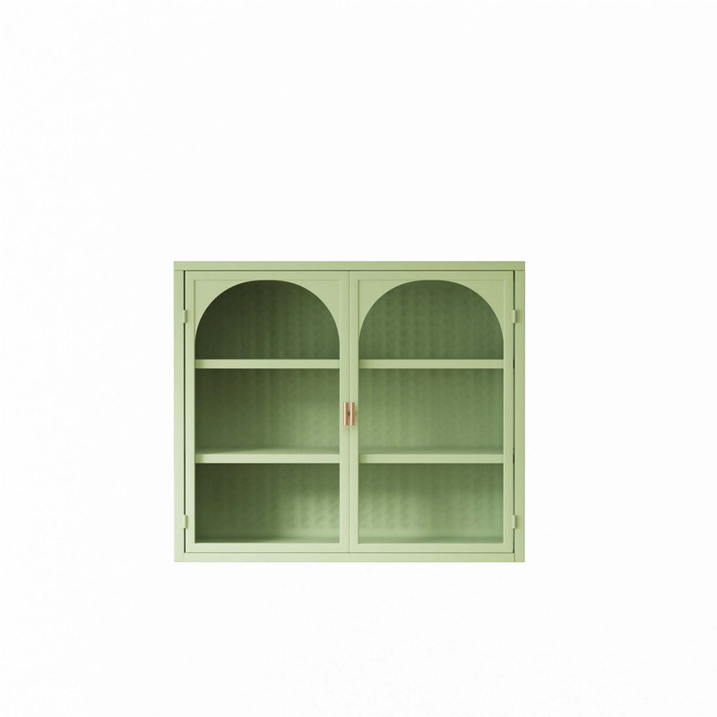 Armoire murale à portes vitrées, rangement fermé, Vert