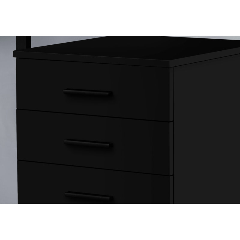 Black Laminate Rolling File Container, For Neat Office Organization Cabinet In Laminate, With Adequate Storage Drawers