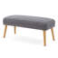 Banc repose-pieds rectangulaire de 38 pouces avec revêtement en tissu d'aspect lin et pieds en bois gris clair