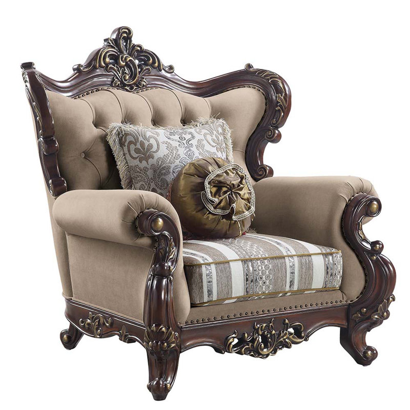 Chaise Ragnar avec 2 coussins, chaise de salon, chaise d'appoint avec structure en bois