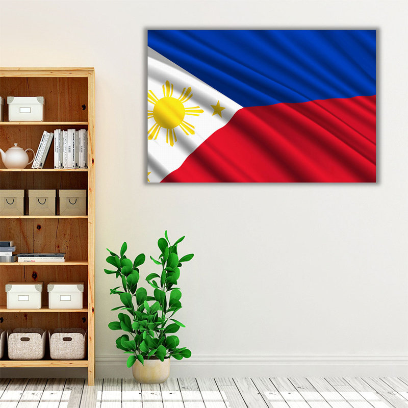Drapeau des Philippines flottant - reproduction d'art sur toile, H 20 po x l 30 po
