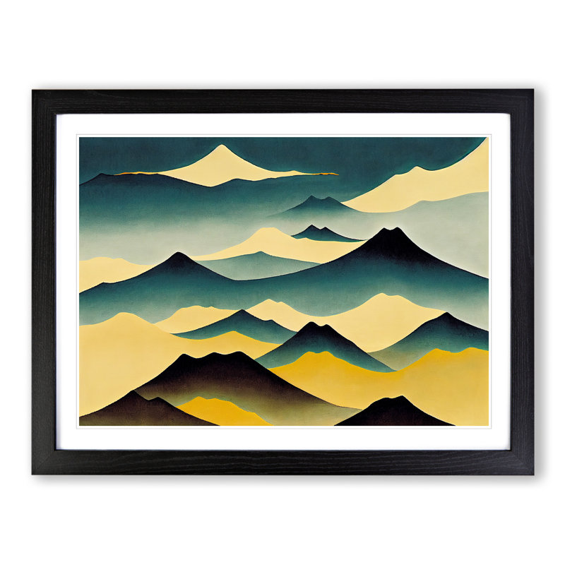 Abstract Japanese Mountains Vol.5 - Framed Print, Black, 25cm H x 34cm W x 2cm D