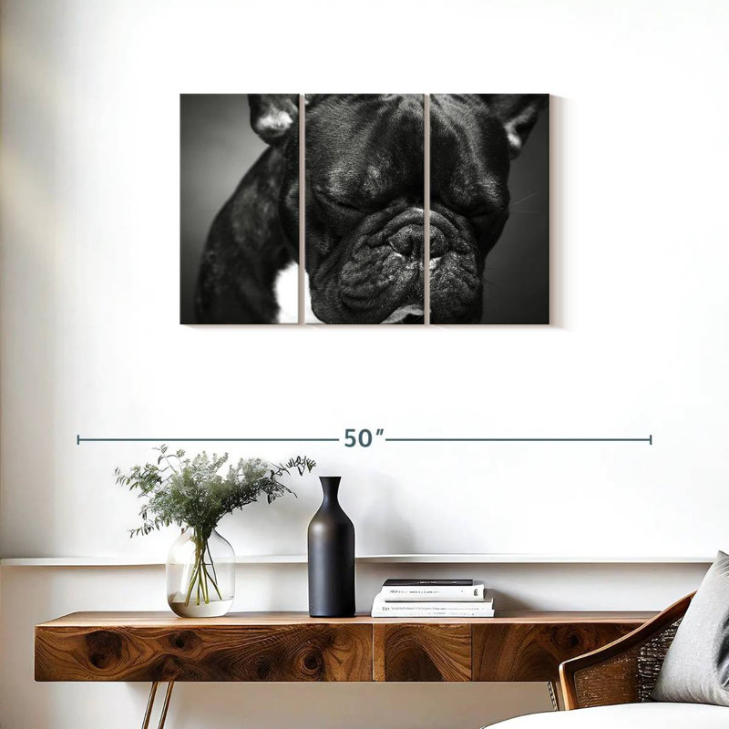 Bouledogue français mélancolique, H 20 po x l 33 po