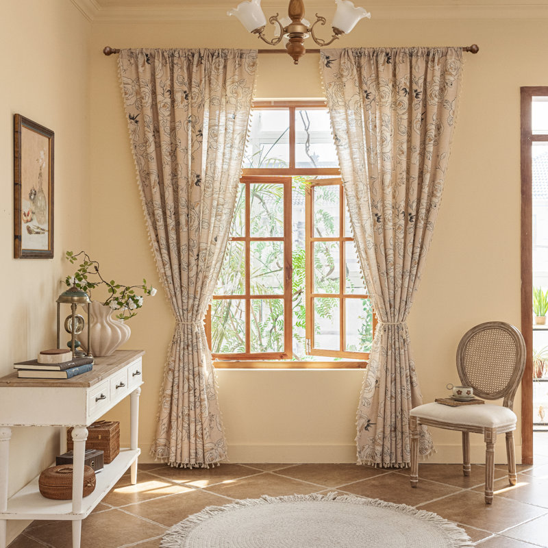 Polyester Exquiste Pattern Print Curtains 2 Panel, 52" W x 96" L