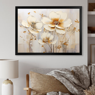 Transitions florales beiges sérénité sur toile