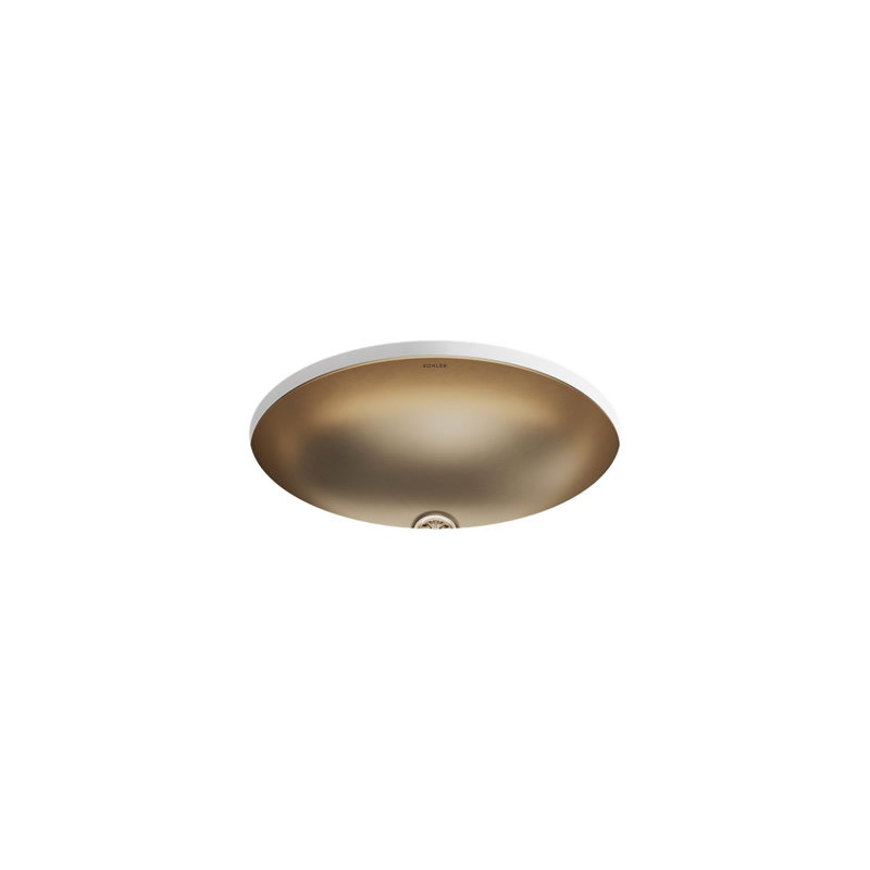 Rhythm Metal Oval Undermount Bathroom Sink, Satin Bronze