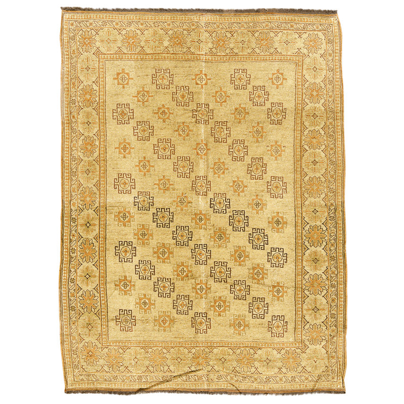 Tapis beige et multicolore de haute qualité noué à la main