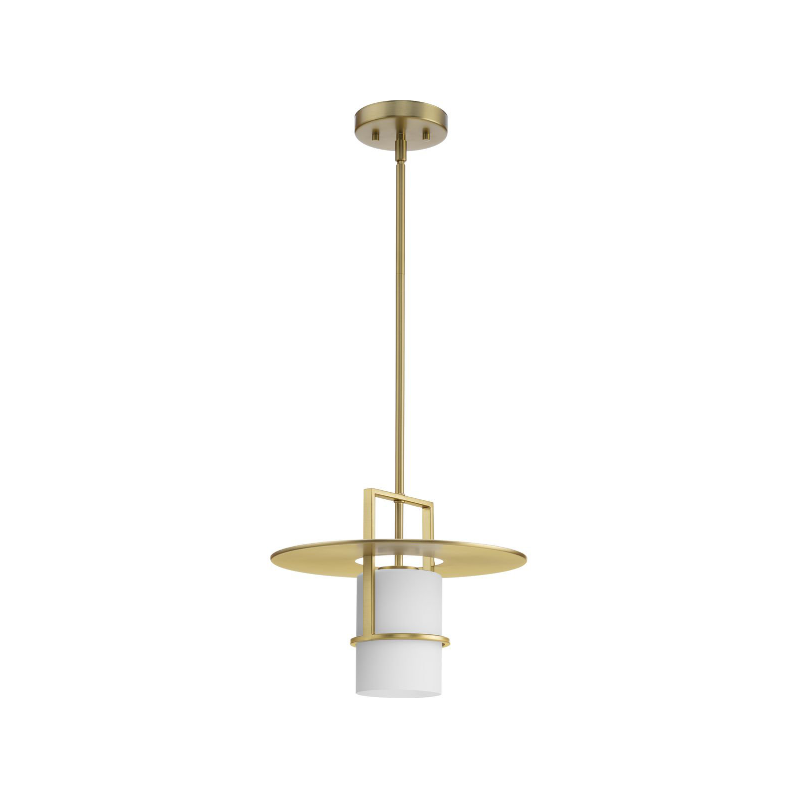 Cinder Single Light Etched Glass Dimmable Pendant, Brushed Bronze
