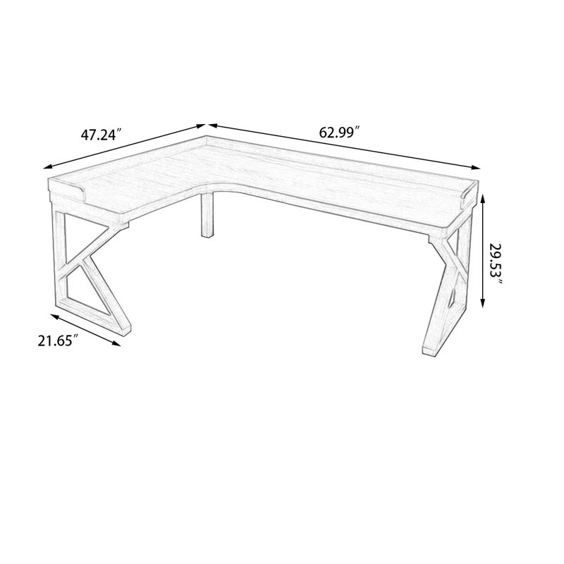 Bureau rectangulaire en bois massif noyer clair, H 29,53 po x l 62,99 po x P 47,24 po, Retour à gauche