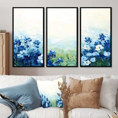 Texas Bluebonnet Field I - ensemble d'art mural Texas