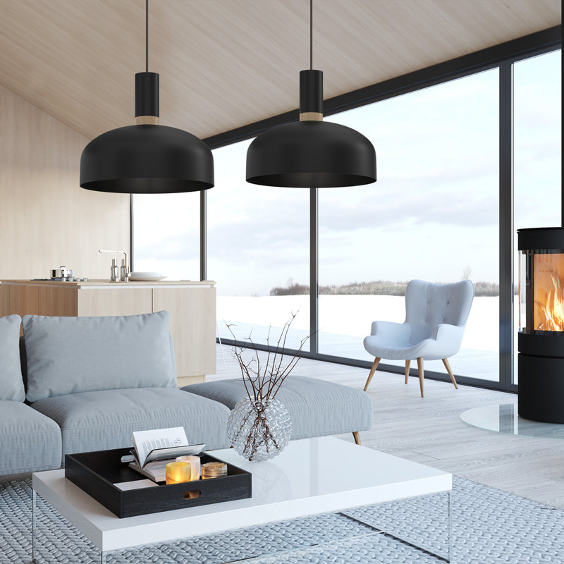 Malmo 1 - Light Dome Pendant, Black/Wood
