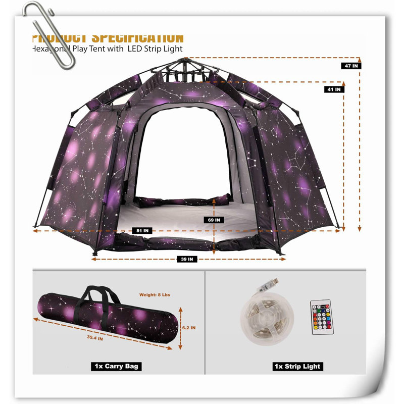 Tente pour 5 personnes, Noir/mauve