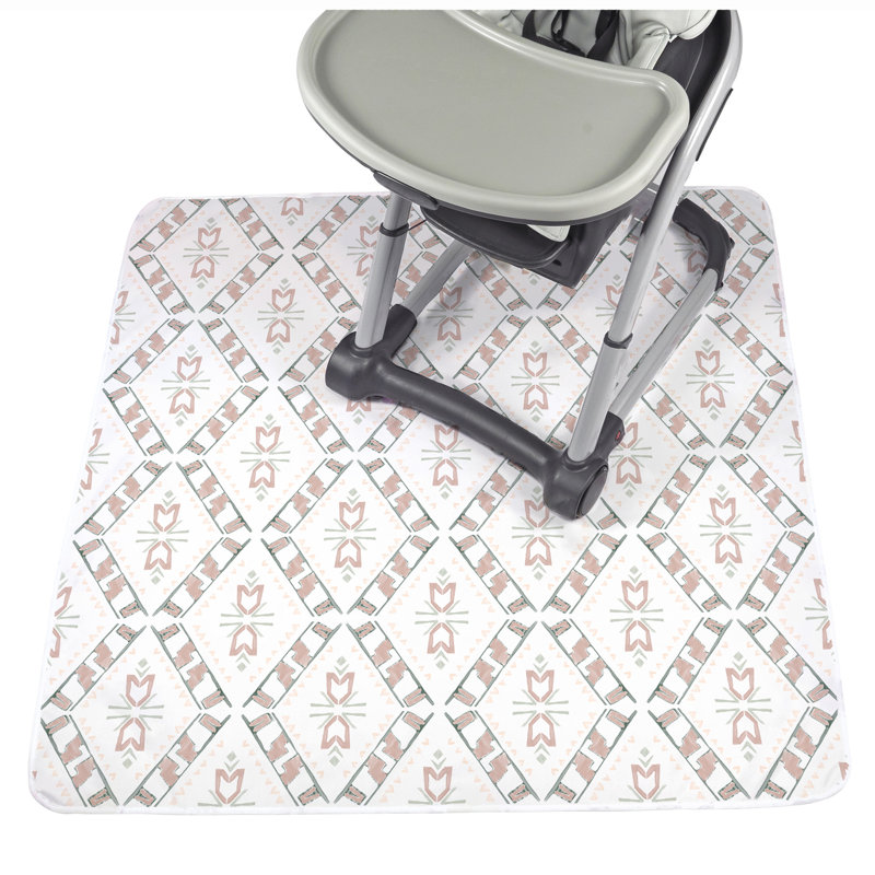 JumpOff Jo - Large Baby Splat Mat for Under High Chair, Booster Seat, Tabletop, Food Catcher - Protect Floor and Carpet from Spills & Crafts - Waterproof and Washable - 51 x 51 inches - Black & White