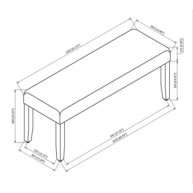Banc rembourré 1pc