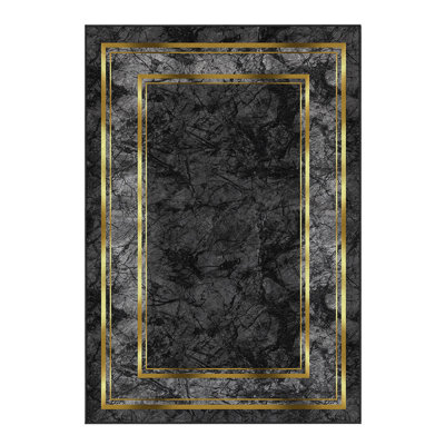Stylish Woven Area Rug, 4.6 x 7.2 Feet, 100% Polyester, 740 g/m² | Non-Slip Felt Dot Underside, Easy to Clean, Machine Washable at 86°F | Perfect for Living Room, Bedroom, and Dining Areas, Durable & Elegant Design