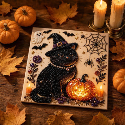 Halloween  Beaded Art DIY Painting Kit For Adults  Fall  House  Pumpkin Carriage Ghost Wall Decor Beginner Friendly  Home Decor