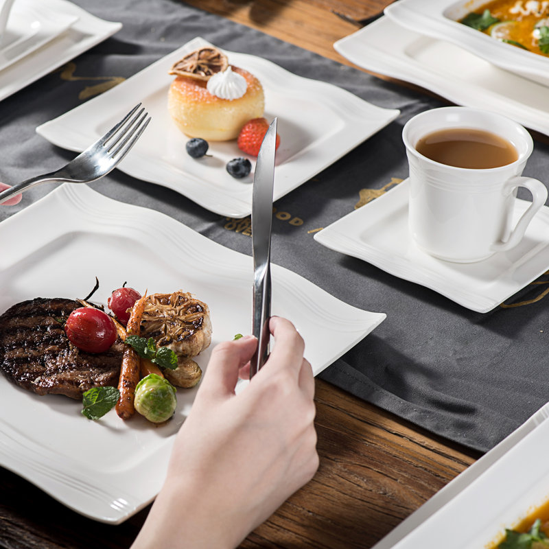 30-Piece White Porcelain China Dinnerware Set, Service For 6 