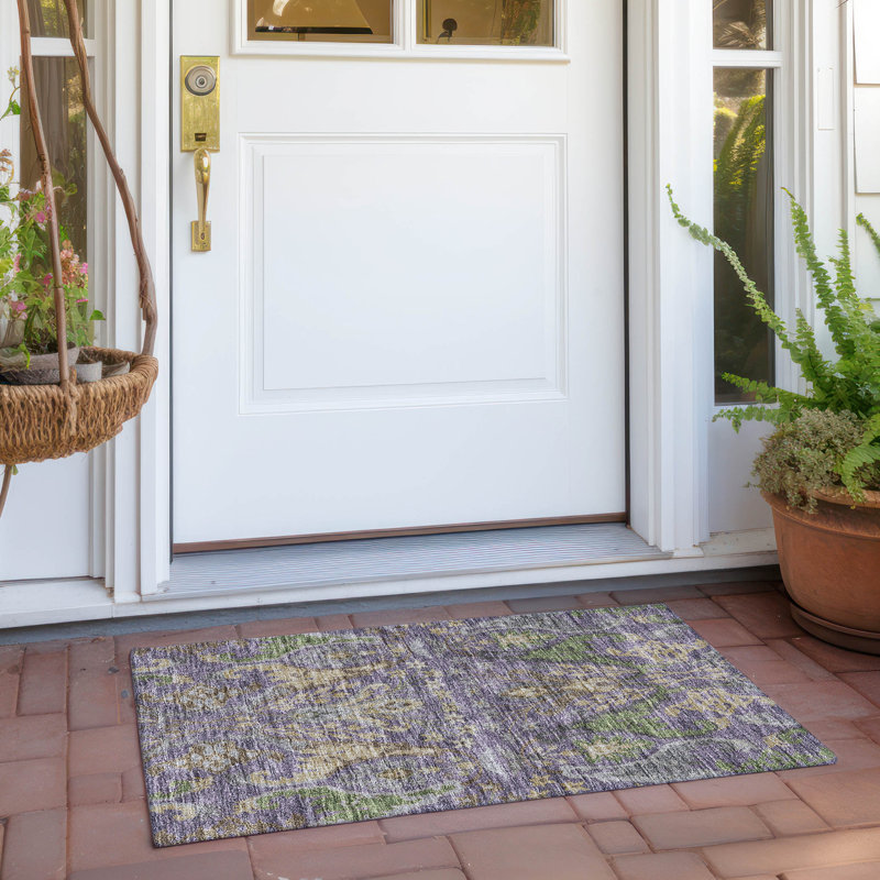 Machine Washable Indoor/Outdoor Cicel ACN1153 Purple, Rectangle 1'8" x 2'6"