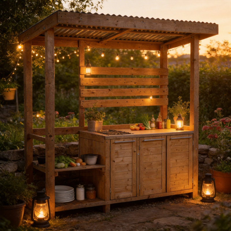 100% Natural Cedar Outdoor Kitchen Island