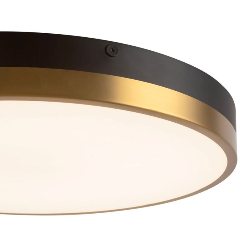 Orland Glass LED Flush Mount, 2" H x 15" W x 15" D, Aged Gold/Matte Black