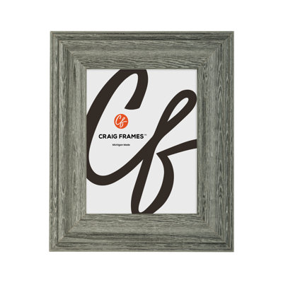 Cadre photo Craig Frames 11x15 pouces, gris, style Potomac, moulure en bois de 2,5 pouces, finition teintée, vitre et système d'accrochage inclus.