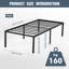 Base de lit plateforme en métal robuste avec grand espace de rangement sous le lit de 16,8 po-270347670