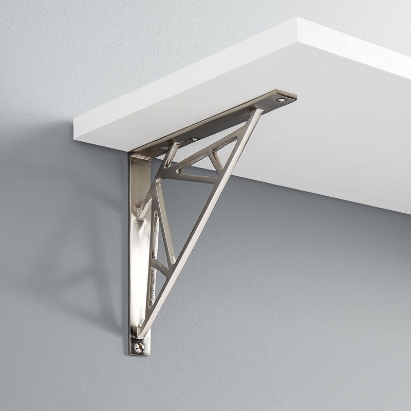 Ande Solid Brass Shelf Bracket, Brushed Nickel