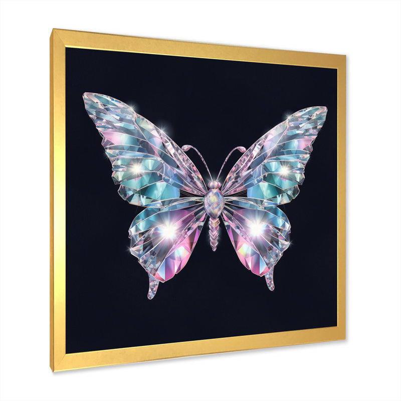 Diamant papillon II - Reproduction d'art mural animaux, Cadre doré à une seule photo, H 36 po x l 36 po x P 1,5 po