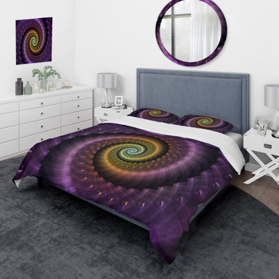 Spiral Fractal Geometry IV - Modern Duvet Cover Set - Microfiber Polyester
