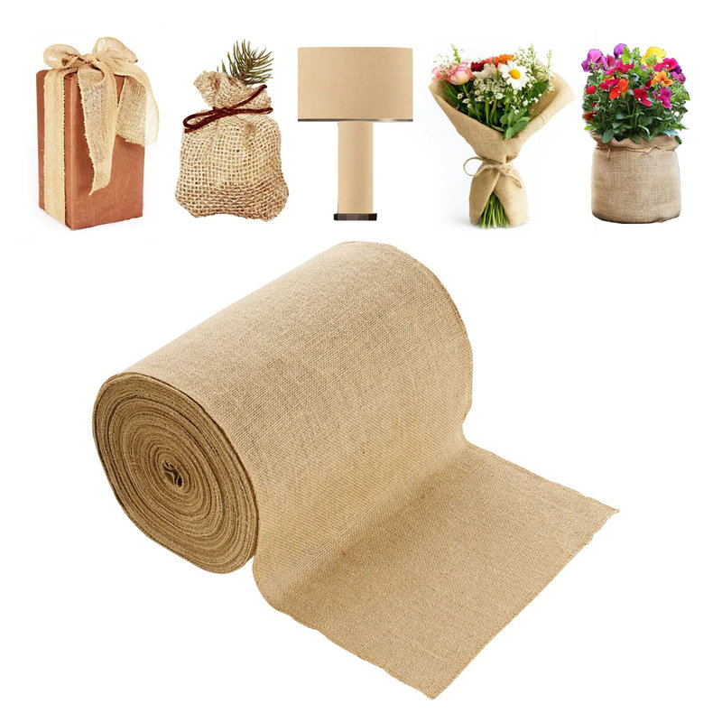 Rouleau de tissu en toile de jute naturelle haute densité 50 x 50 - Revêtement d'arbre de jute biodégradable, résistant à la décoloration pour la décoration d'hiver / mariage / jardinage / plante