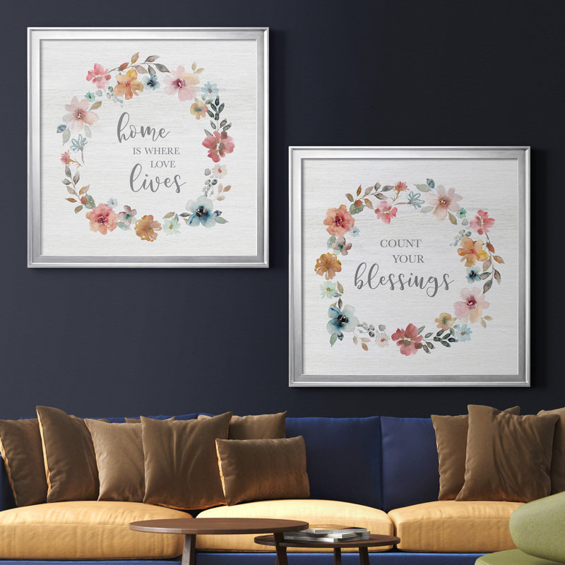«Love Lives», ensemble de 2 reproductions d'art graphique, H 34,5 po x l 69 po x P 1,5 po, Toile encadrée argentée