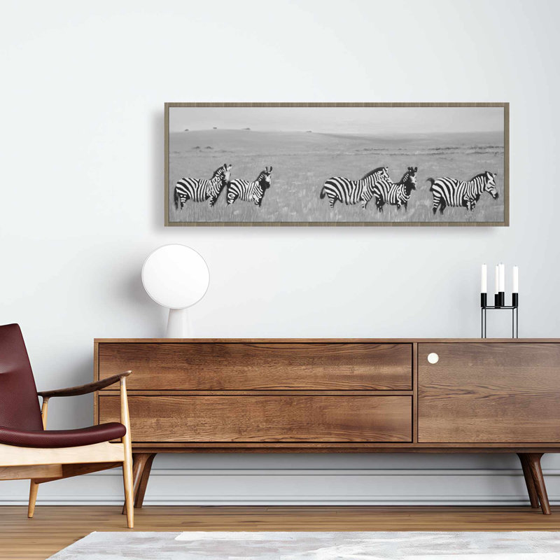 Zèbres dans la savane - cadre gris africain | Décoration