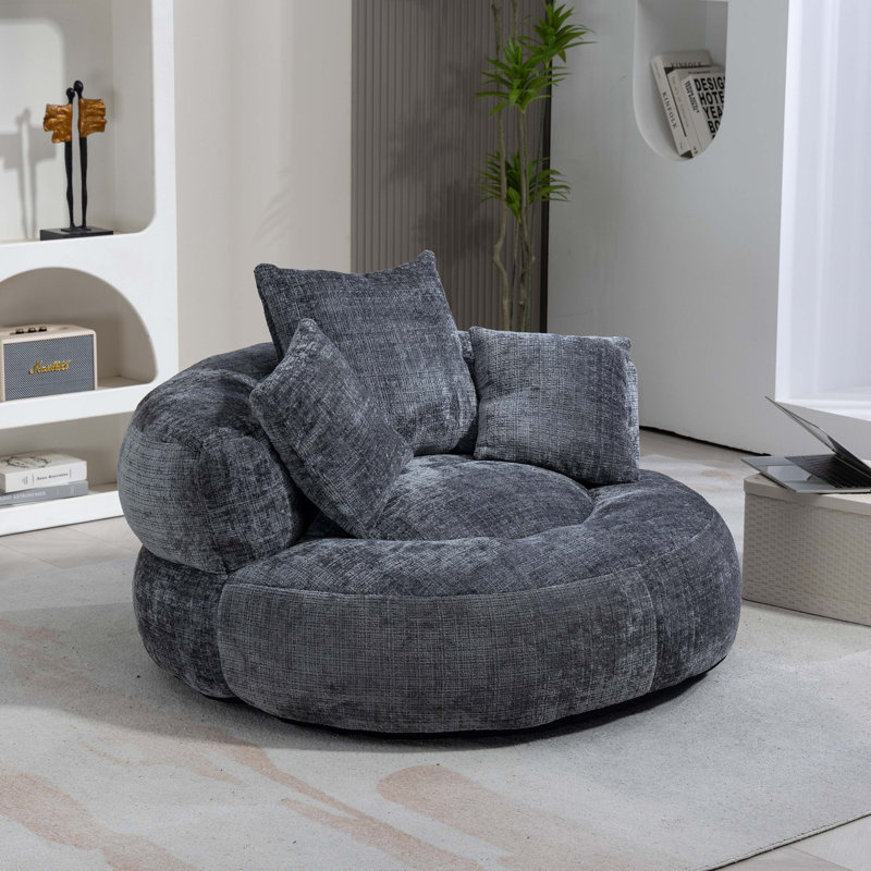Fauteuils à billes en mousse pour adultes / adolescents avec rembourrage, Grey Chenille