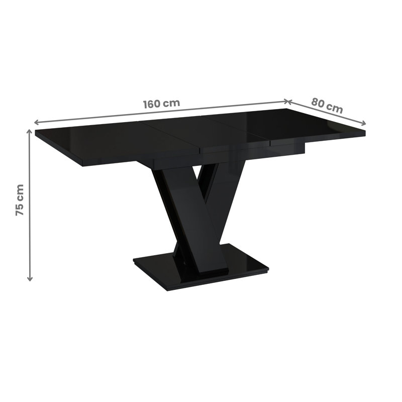 Extendable Dining Table, Black High Gloss