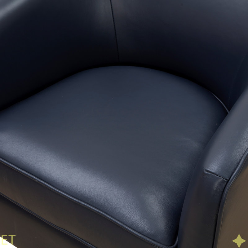 Chaise pivotante en cuir et cuir Tessa, Bleu marine foncé