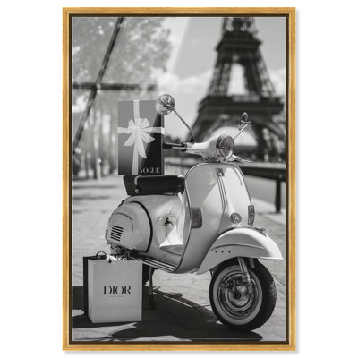 «Scooter Trips and Cadies», décoration murale encadrée à imprimé acrylique par Notoriart, cadre doré, H 16 po x l 11 po