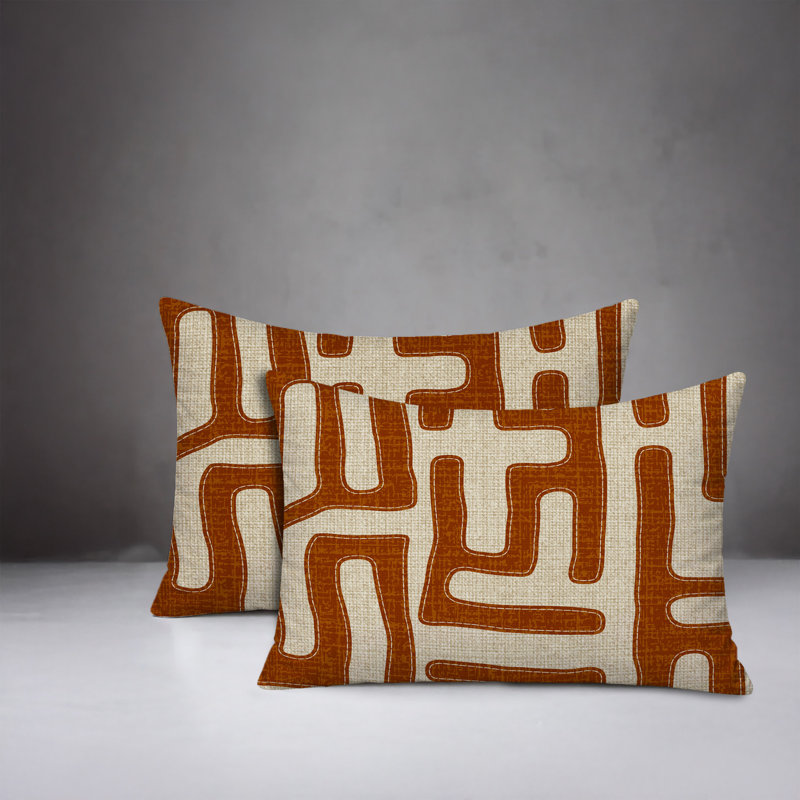 Oreiller réversible intérieur / extérieur Tiwa, 20 po x 14 po, Orange brûlé