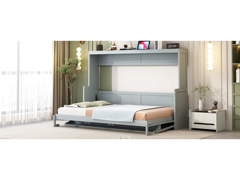 Armoire-lit Mihoko Murphy, Grand lit, Gris foncé