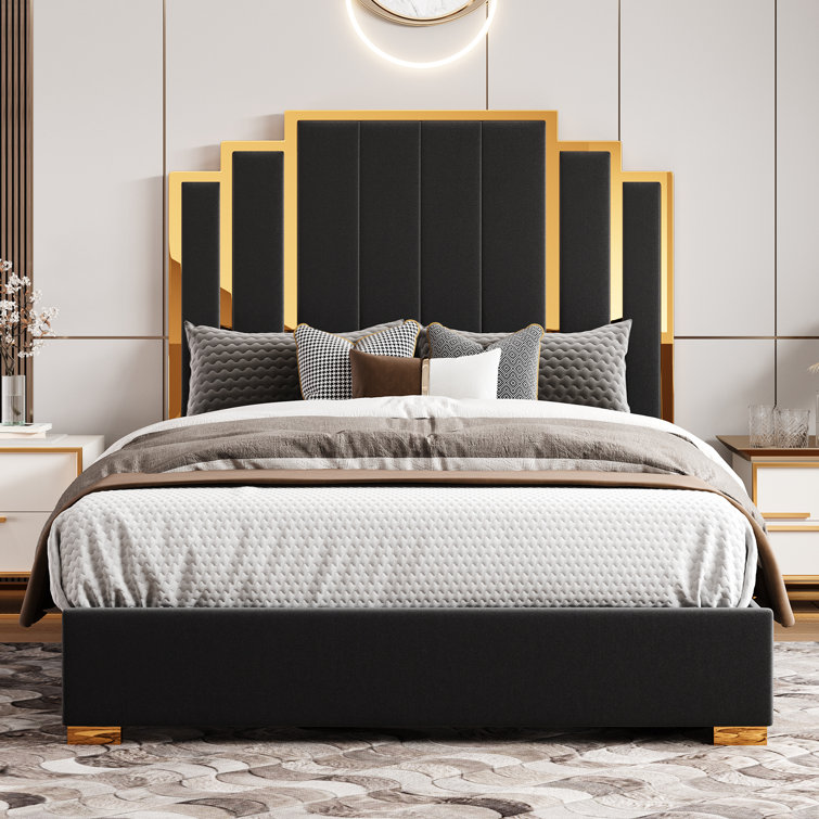 Duncanville Upholstered Platform Bed Willa Arlo Interiors Color: Black, Size: Queen