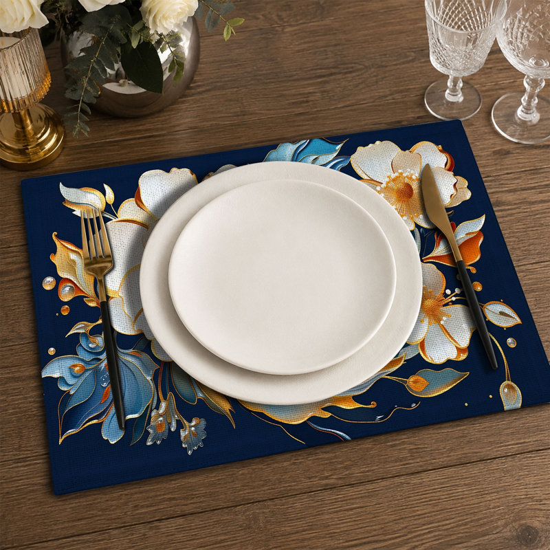 4-Piece Polyester Rectangle Dining Table Placemat