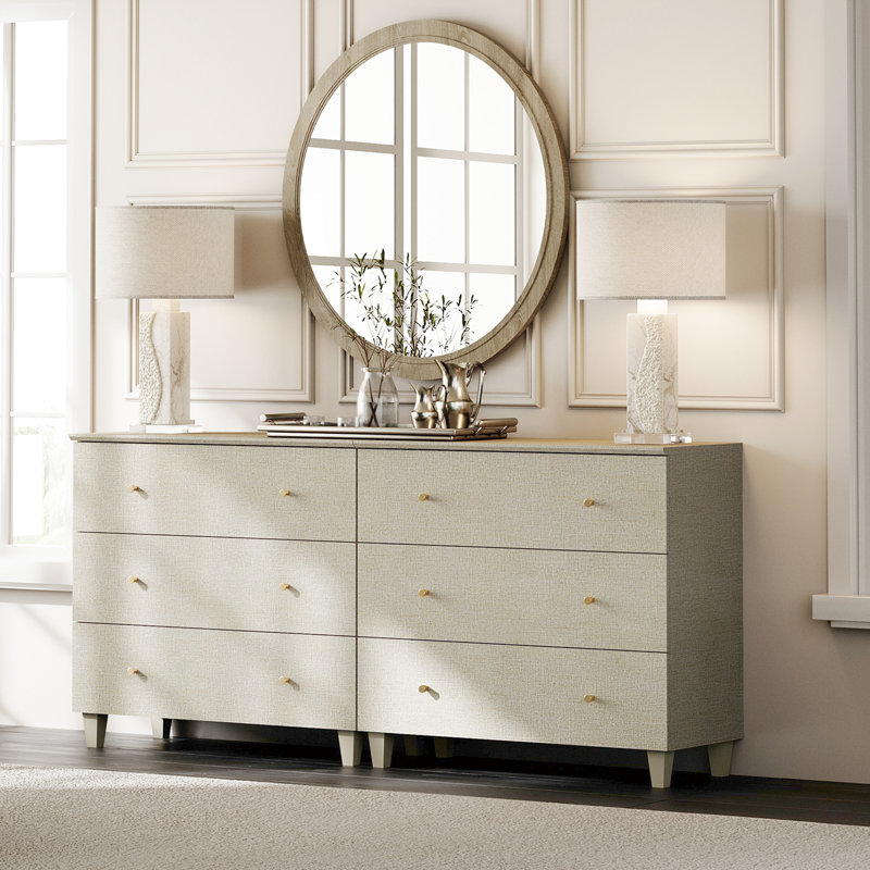 Lysiane 2-In-1 Wooden 6-Drawer Dresser for Bedroom