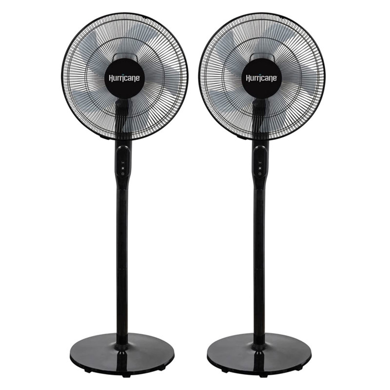 Hurricane 2 Pack 16" Energy Efficient Adjustable Standing Fan, 12 Speed Settings