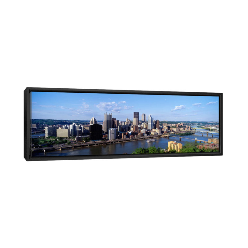 «Monongahela River, Pittsburgh, Pennsylvania» par Panoramic Images - impression sur toile tendue, Toile avec cadre noir