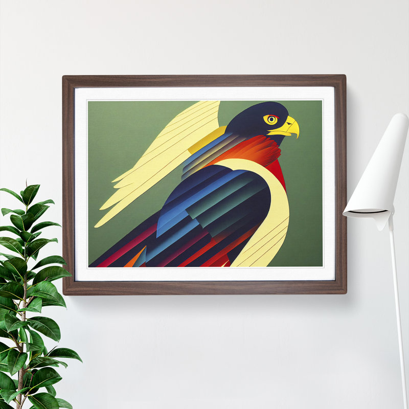 Abstract Eagle Bird Vol.1 - Framed Print, 46cm H x 64cm W x 2cm D, Walnut
